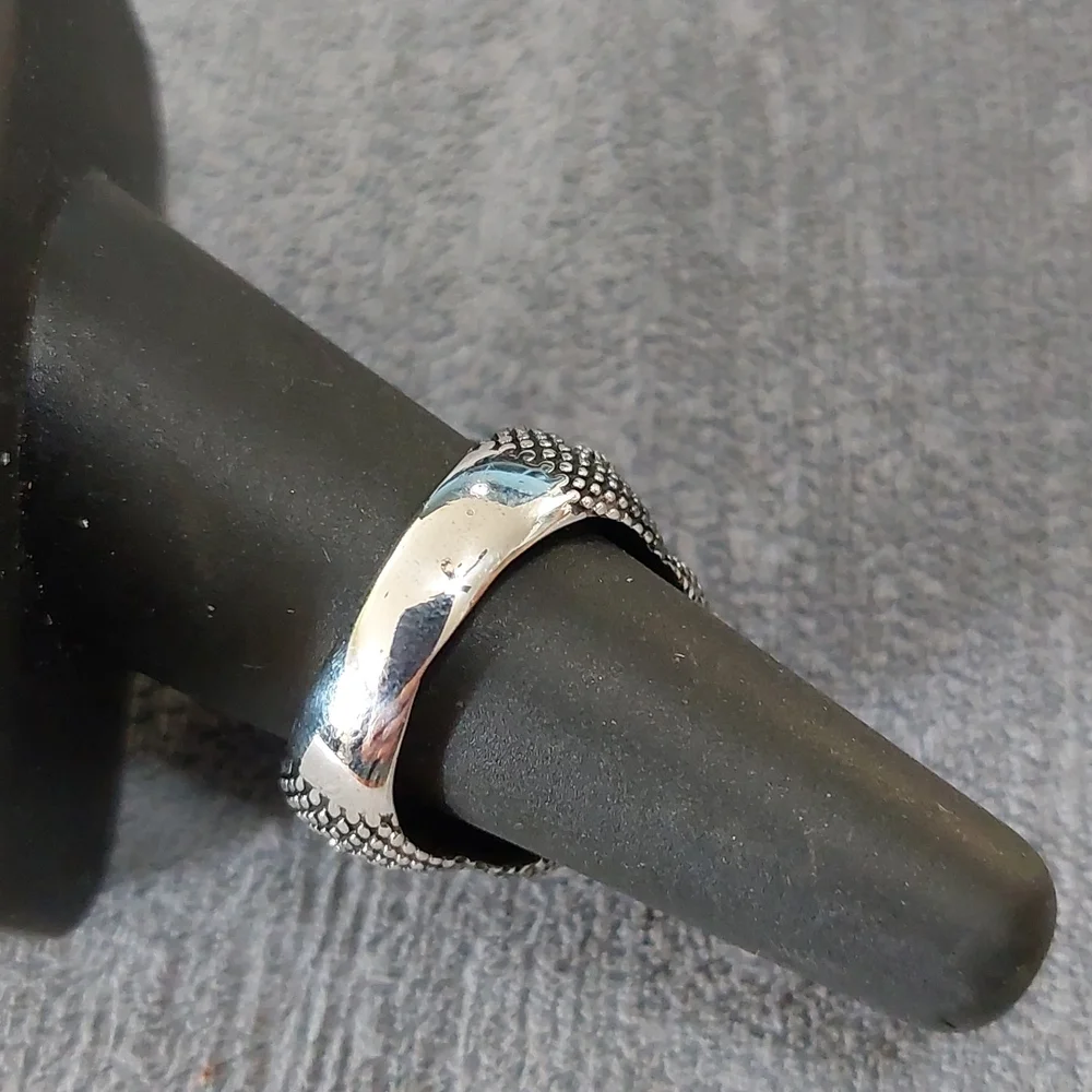 Sterling Silver Oxidized Eagle Claw Sz 9 Cabochon Ring 26mm H  23mm W